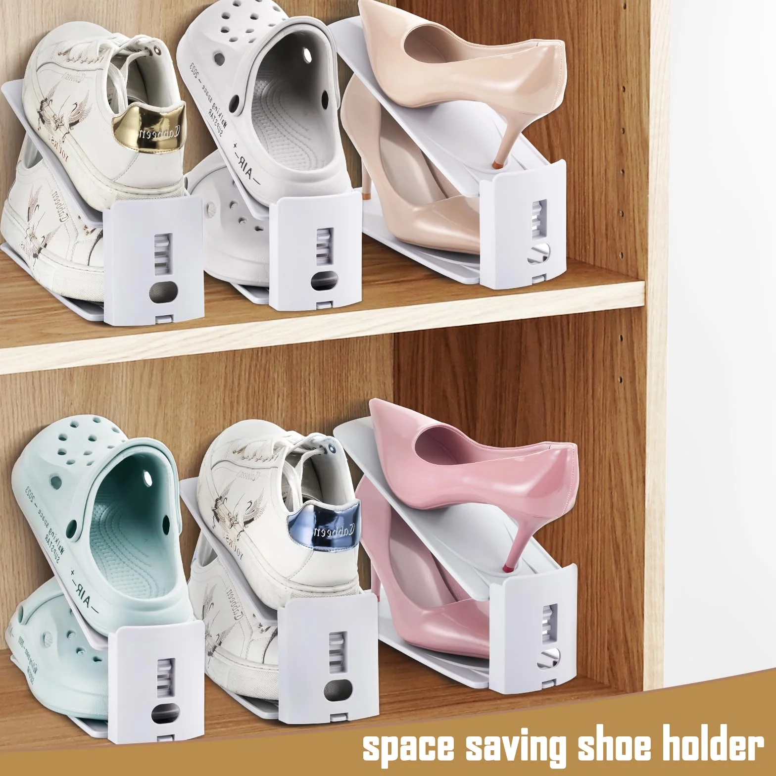Starvortex 12 Pezzi Portascarpe Regolabili, Organizzatore Scarpe, Supporto Scarpe Antiscivolo Salvaspazio, Porta Scarpe per Armadio Tacchi Alti Ciabatte Scarpe Sportive, Scarpiera o Espositore