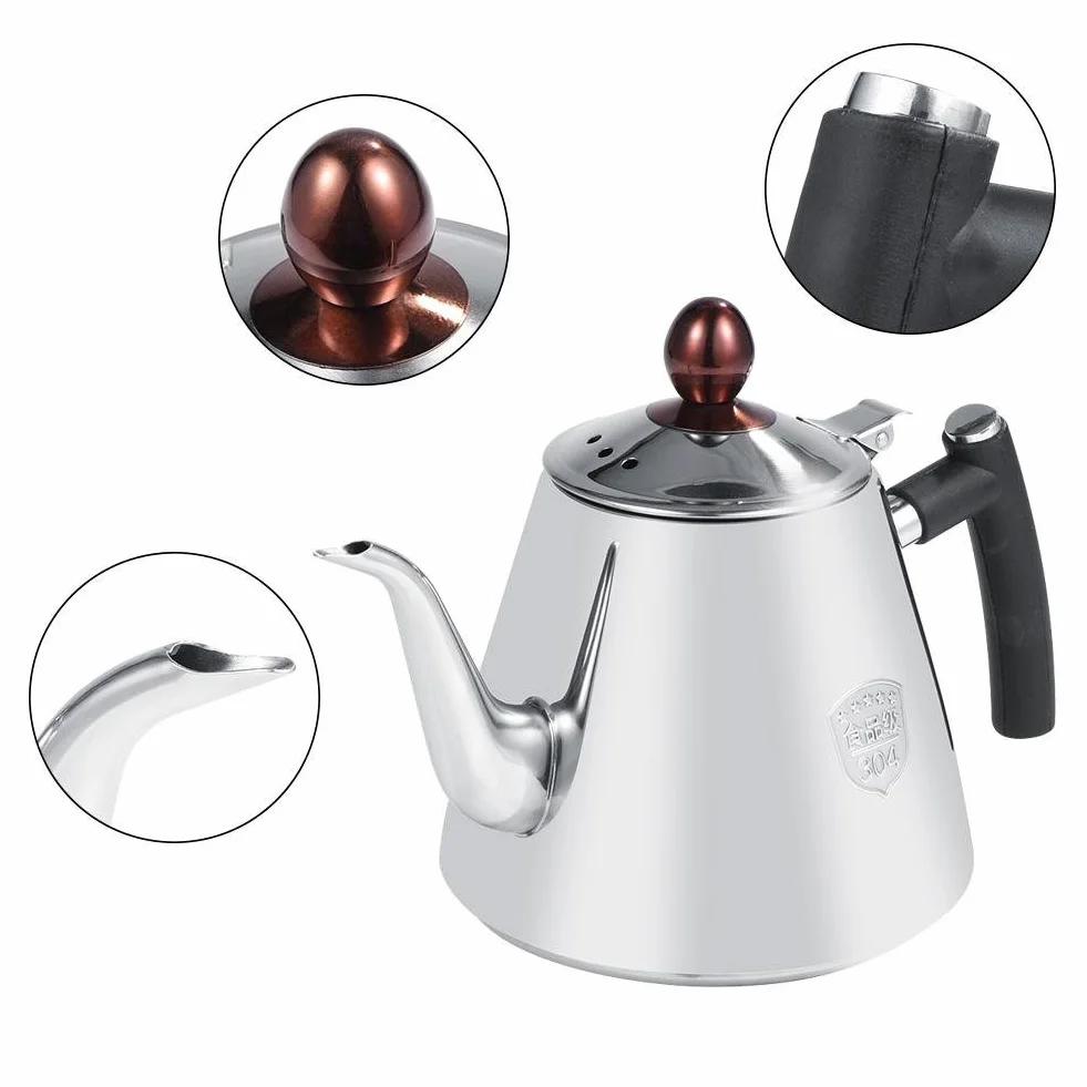 1.2L / 1.5L Caffettiera Induzione in Acciaio Inossidabile per Bollitore da Caffè e Tè Teiera Piano Cottura con Manico Resistente al Calore (1.2L)