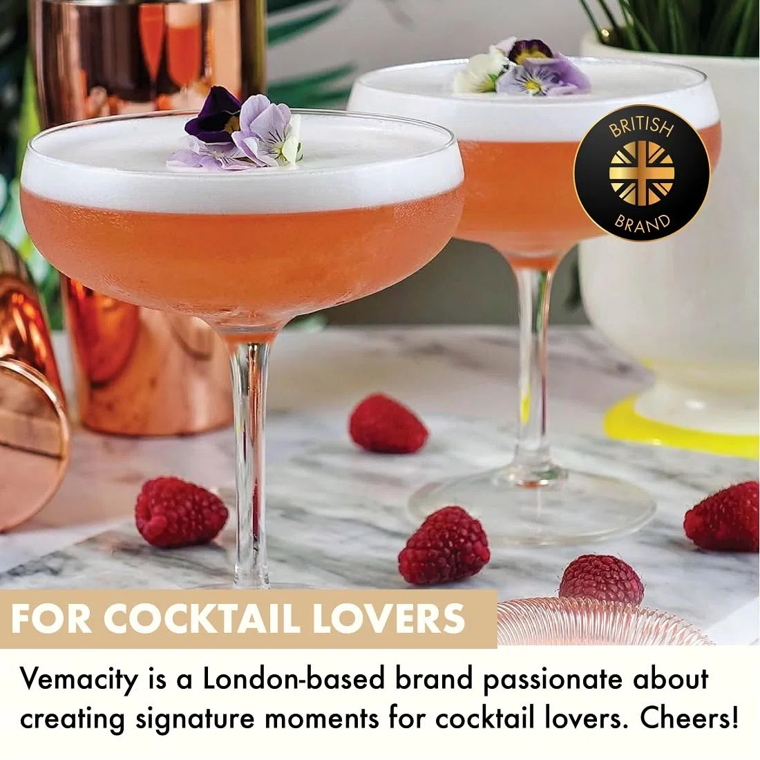 VEMACITY Set di 4 Eleganti Bicchieri Cocktail Coupe Fatti a Mano | Bicchieri da Bar di Qualità | Set Bicchiere Champagne d'Epoca | Ideali per Martini Espresso | Ideale per Fare un Regalo