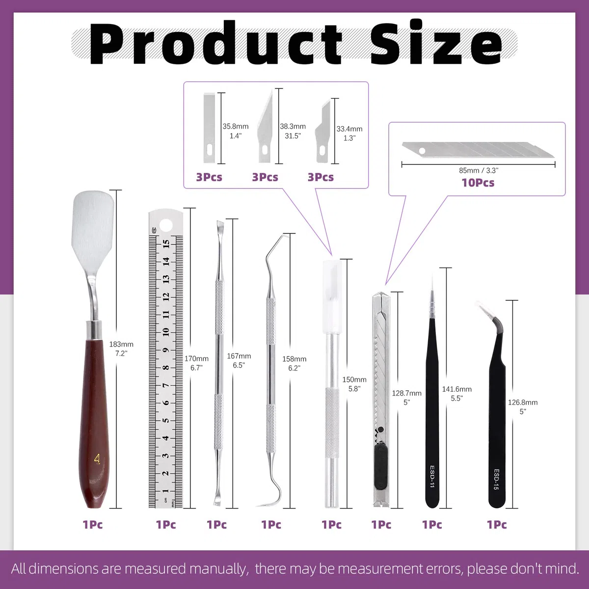 Swpeet Set di 42 strumenti per diserbo di precisione, tra cui taglierina pieghevole piccola, gancio per diserbo, coltello, tappetino da taglio, spatola per diserbo vinile, scrapbooking