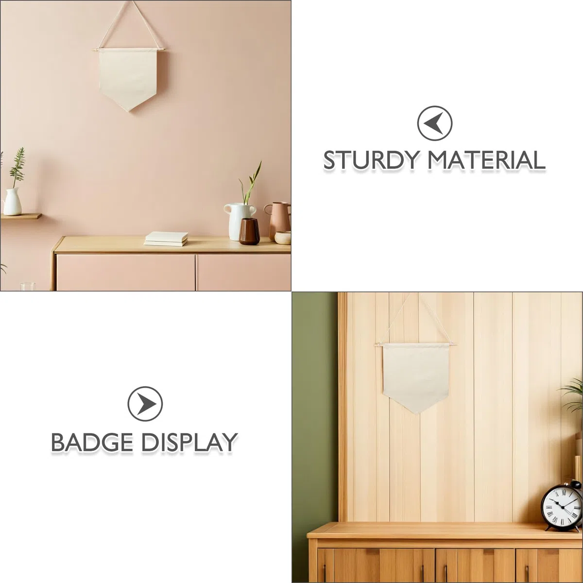 BESTonZON Striscione da Parete in Tela Beige 6 Pezzi, Organizer Salvaspazio per Spille Smaltate e Spille, per Esposizione e Decorazione della Parete
