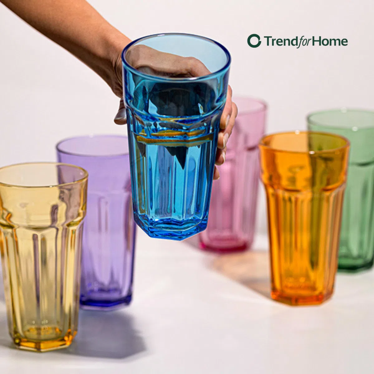 TREND FOR HOME Bicchieri da cocktail grandi Cuba Libre, 630 ml, Set di 6, Acqua Set XXL Tumblers Retro Design, Collezione GIGI, Lavare a mano