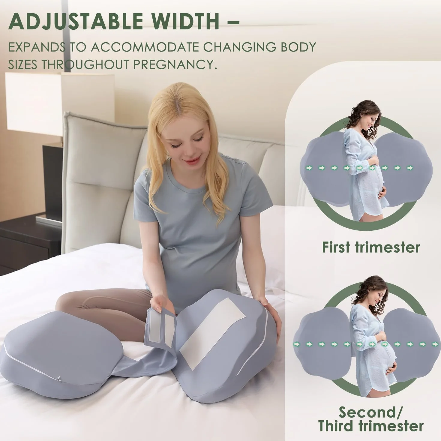 Chilling Home Cuscino Gravidanza, per Dormire in Memory Foam, per Pancia, Schiena, Cuscino per il Corpo Regolabile e Portatile, per Chi Dorme sul Fianco (Blu)