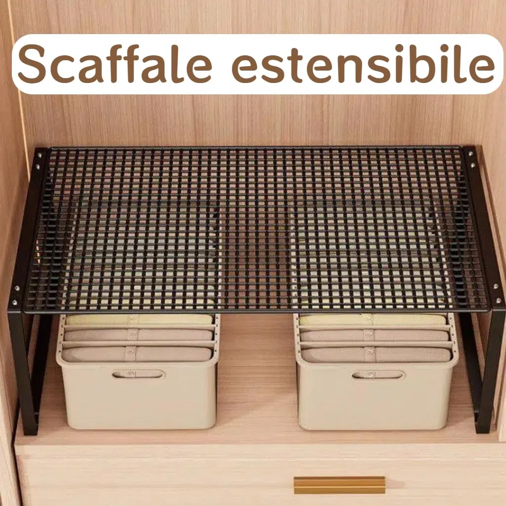 Ripiani Organizzatori per Armadio e Cucina, Sistema di Organizzazione della Casa Espandibile e Regolabile, Ripiani Salvaspazio in Ferro Resistente per una Organizzazione