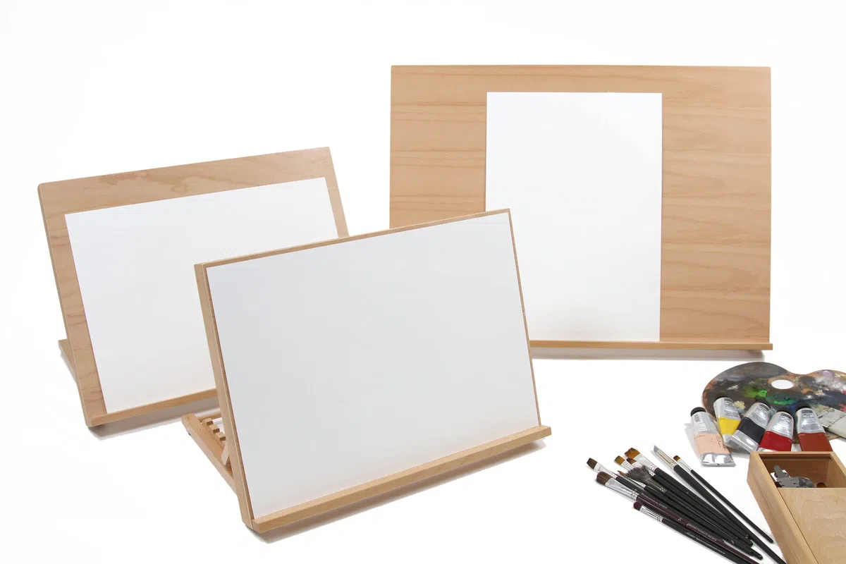 Paintersisters Cavalletto da tavolo tavola da disegno + Workstation formato A3 compatto - 30 x 43 cm, legno di faggio, per dipingere + schizzare, acrilico, acquerello, matita o carboncino
