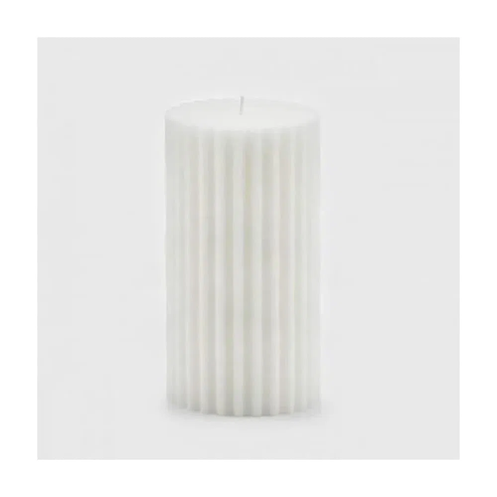 EDG Candela Decorativa Rustica Rigata profumazione Frangipani Bianca H20 Ø10 cm
