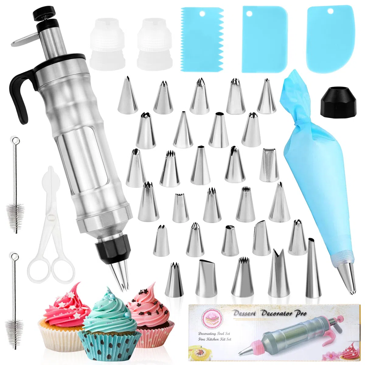 Erzekrim 40 Pcs Siringa per dolci Beccucci Sac a Poche Siringa per Pasticceria Presse Per Pistola Per Dolci Penna Per Decorare Torte Sacca a Poche per Dolci per Decorare Torte Dolci Cupcake (nero)