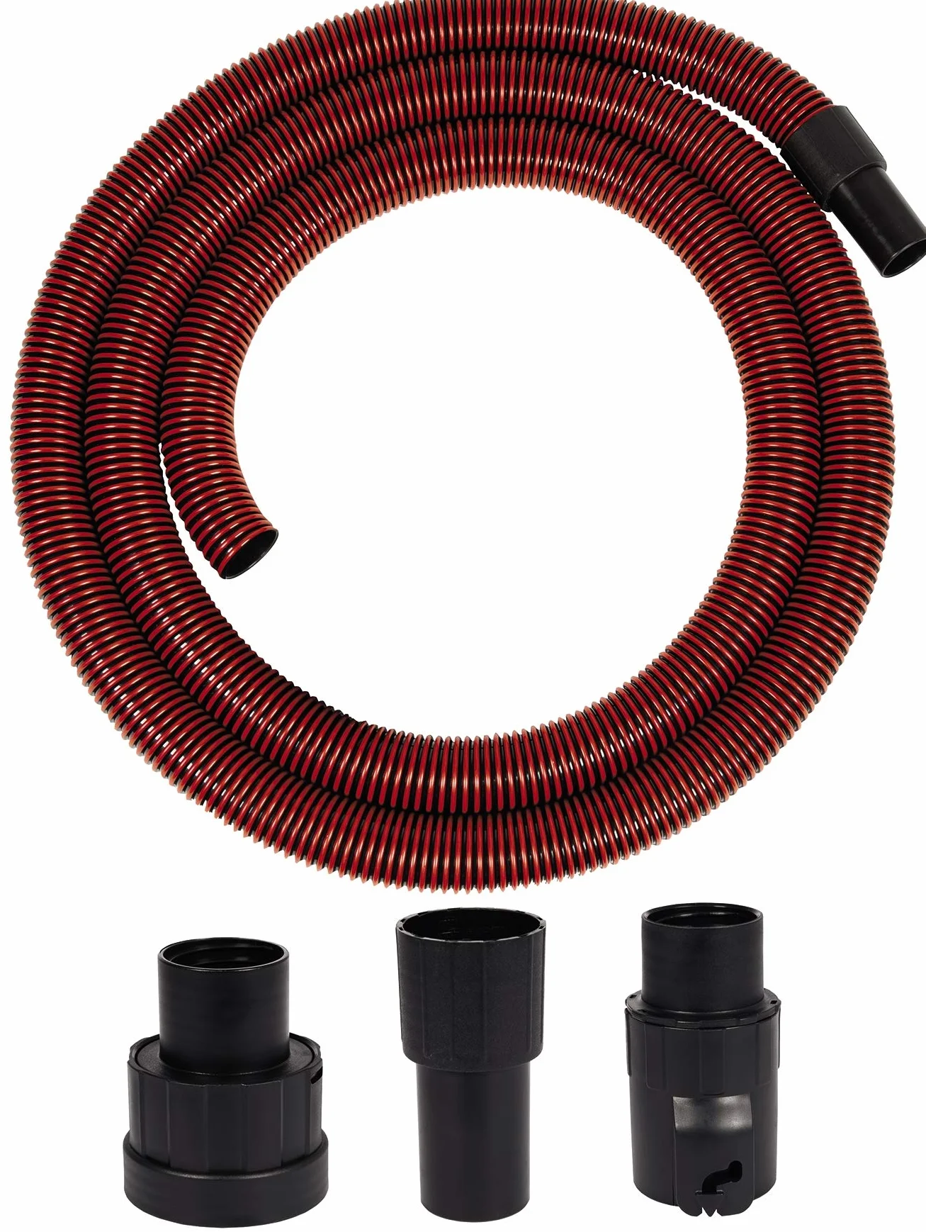 Originale Einhell Tubo rinforzato per bidoni aspira solidi e liquidi (tubo rinforzato anti schiacciamento, lungh. 3 m, diam. 36 mm, 3 adattatori per aspira solidi e liquidi)