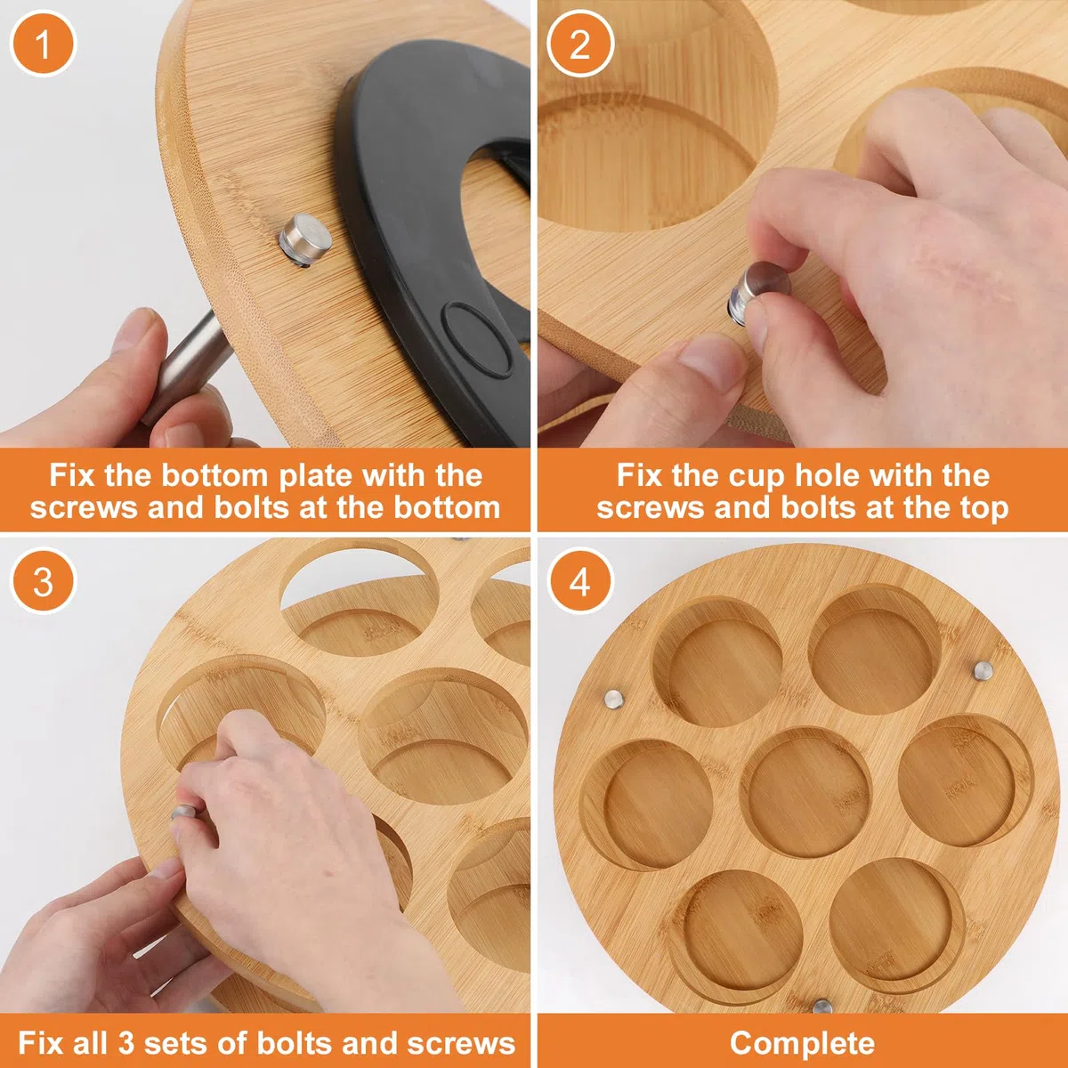 Organizzatore per Bottiglie d'Acqua, Organizer per Tazze in Legno Girevole per Stanley Cup Contenitore per Tazze per 7 Bottiglie con Design a Scanalatura Porta Tazze Stabile per Stanley