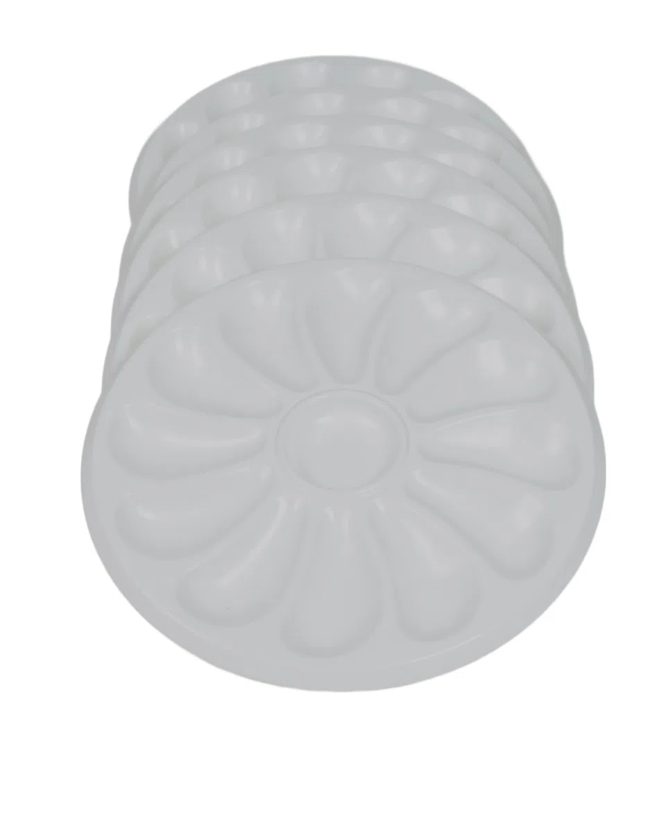 Set di 6 piatti per ostriche con 12 scomparti e 1 per il limone, salsa. Fabbricazione Francese Made In France A Base In Polipropilene Per La Casa, Il Ristorante, Diametro 30,5 Cm Colore Bianco