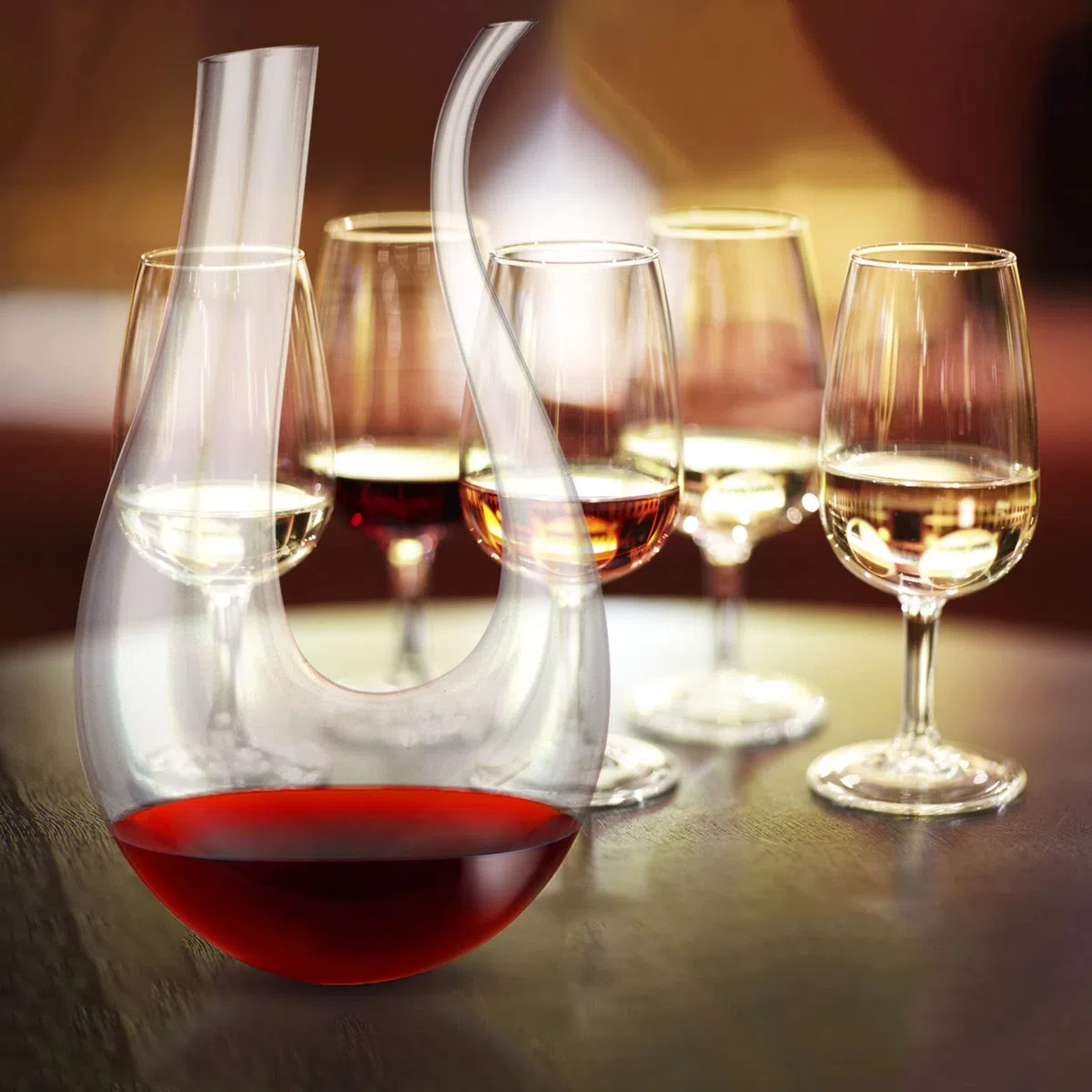 JMIATRY Decanter per vino a forma di U, decanter per vino in vetro da 1,5 litri, decanter classico per vino rosso con beccuccio inclinato facile da versare