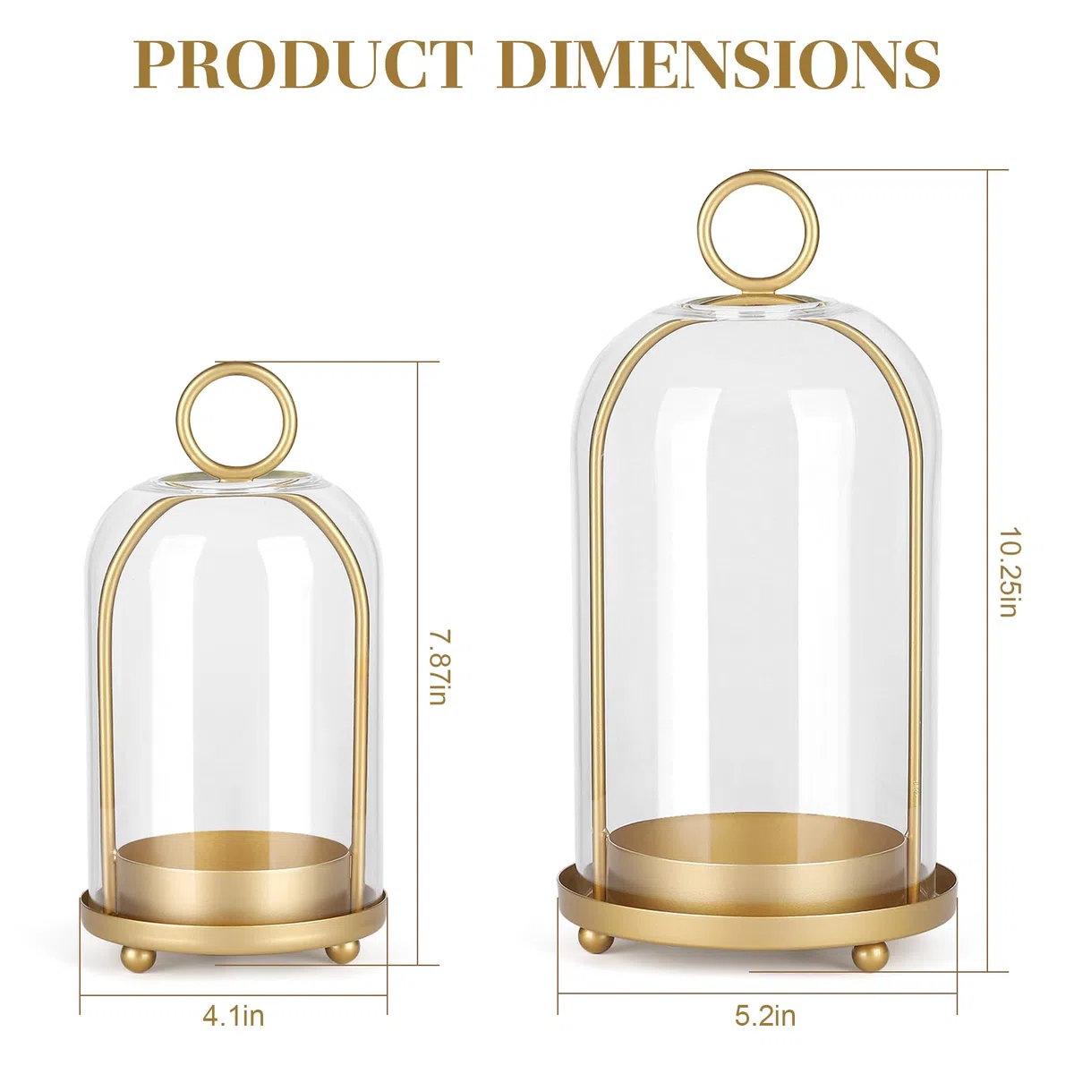 Versatile set di portacandele in metallo con cupola in vetro fatto a mano, portacandele in ottone, larghezza 13,2 cm e 10,4 cm, per tavolo o da appendere, decorazione industriale e fattoria