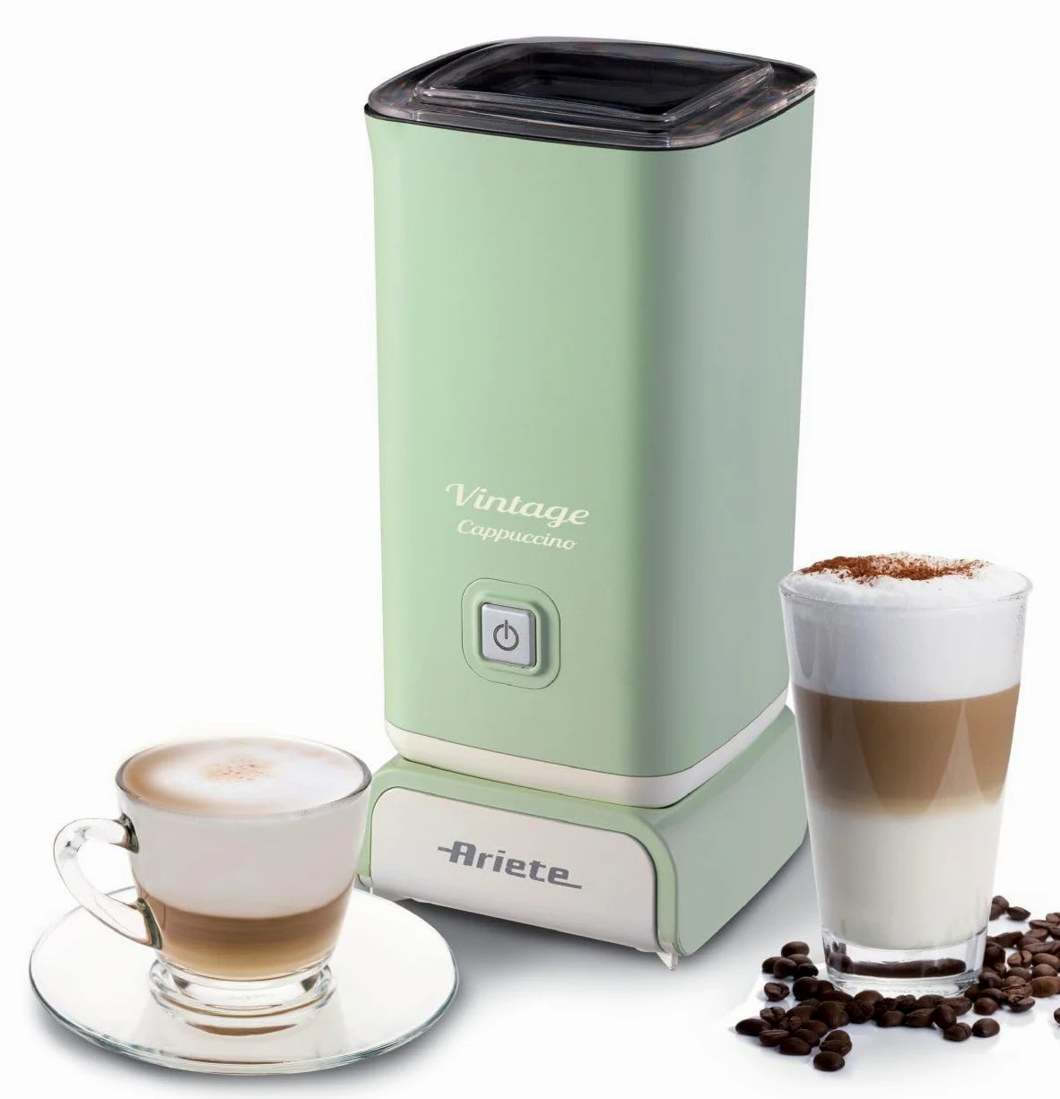 Ariete Cappuccinatore Vintage 2878, Montalatte Elettrico Stile Retrò Per Cappuccino E Cioccolata Calda, Montalatte Elettrico Cappuccino In 2 Minuti, Capacità 250ml, Potenza 500 W, Verde