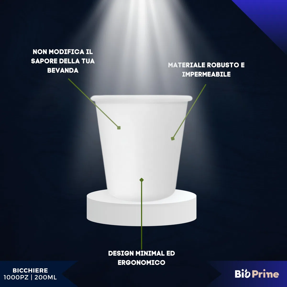 1000pz - Bicchieri Acqua in Carta 200ml - Bicchieri 200ml Biodegradabili - Per Bevande Calde, Acqua e Bibite - Bicchieri Usa e Getta.