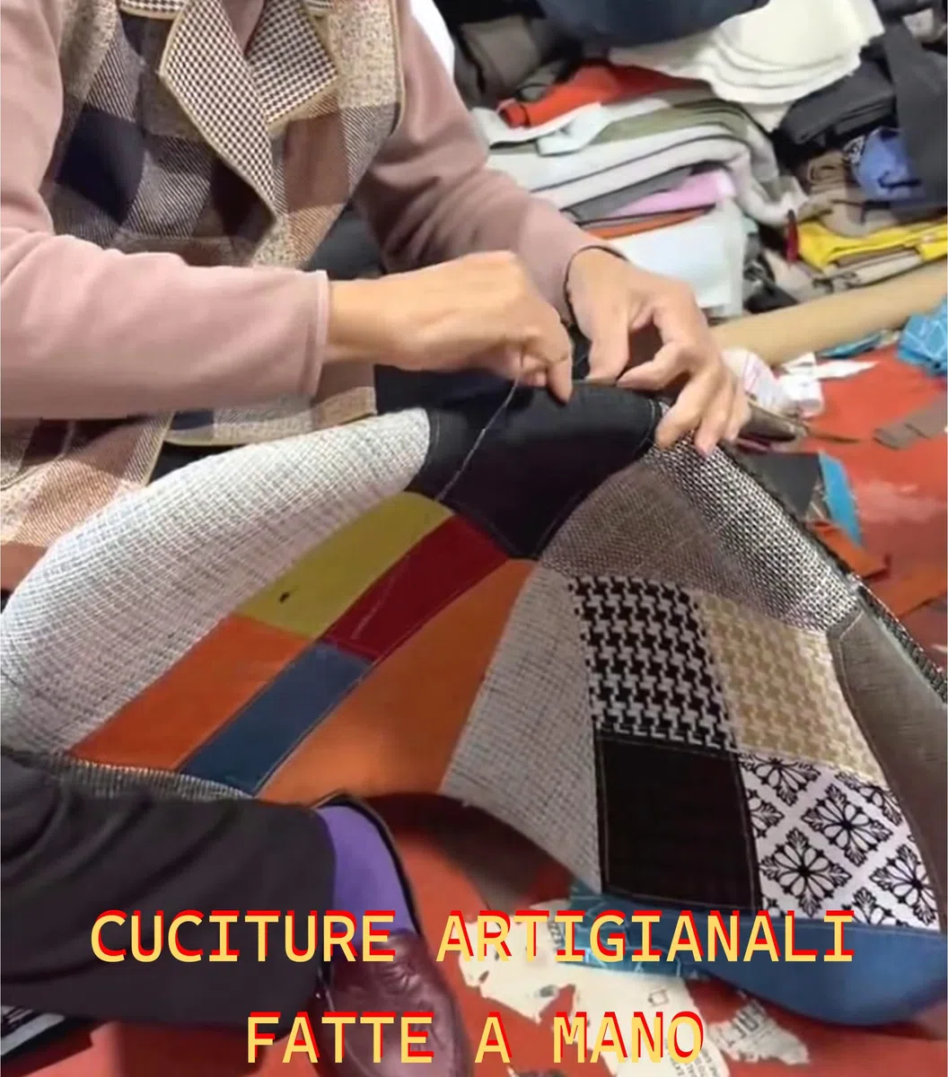 buybuy Sedia Serie Picasso Stile Patchwork Nordico con Seduta in stoffa Imbottita in Spugna Cucita a Mano, Piedi in Legno di Faggio e Metallo, Portata fino a 130kg