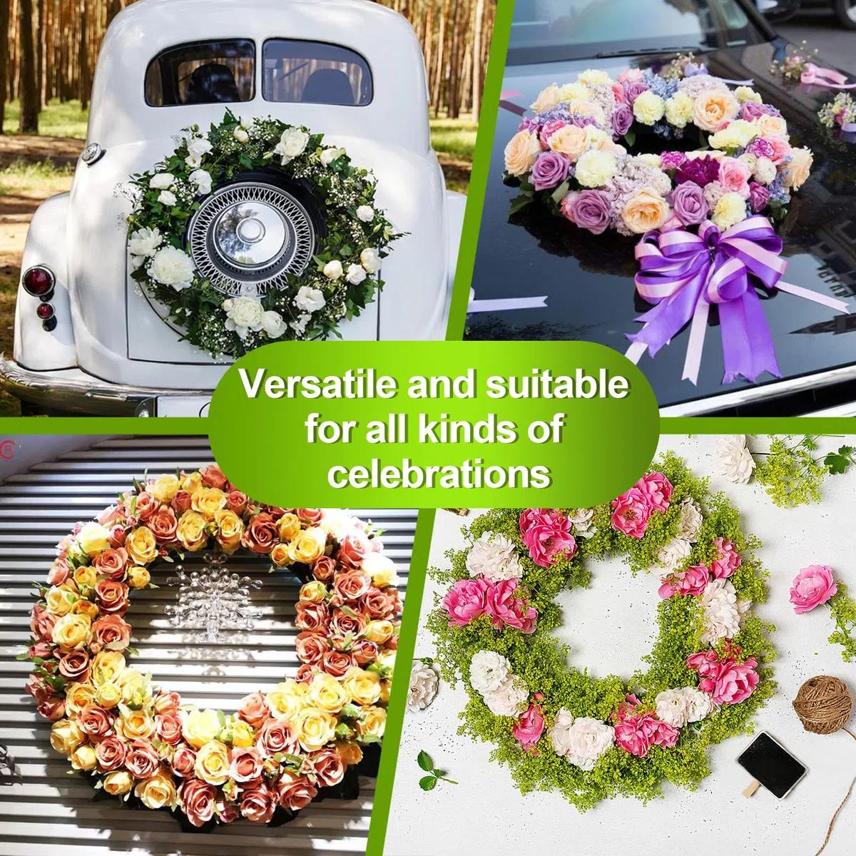 Set di 3 ghirlande in schiuma, rotonde, Ø 30 cm, anello in schiuma per fiori, con vaschetta di raccolta, spugna per fai da te, feste, matrimoni, regali