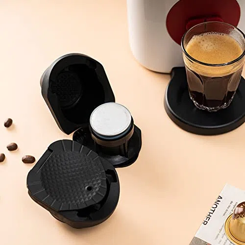 Adattatore Riutilizzabile per Capsule di Caffè, Convertitore per Macchina da Caffè, PP, 78x64x41mm, Include Pennello e Cucchiaio