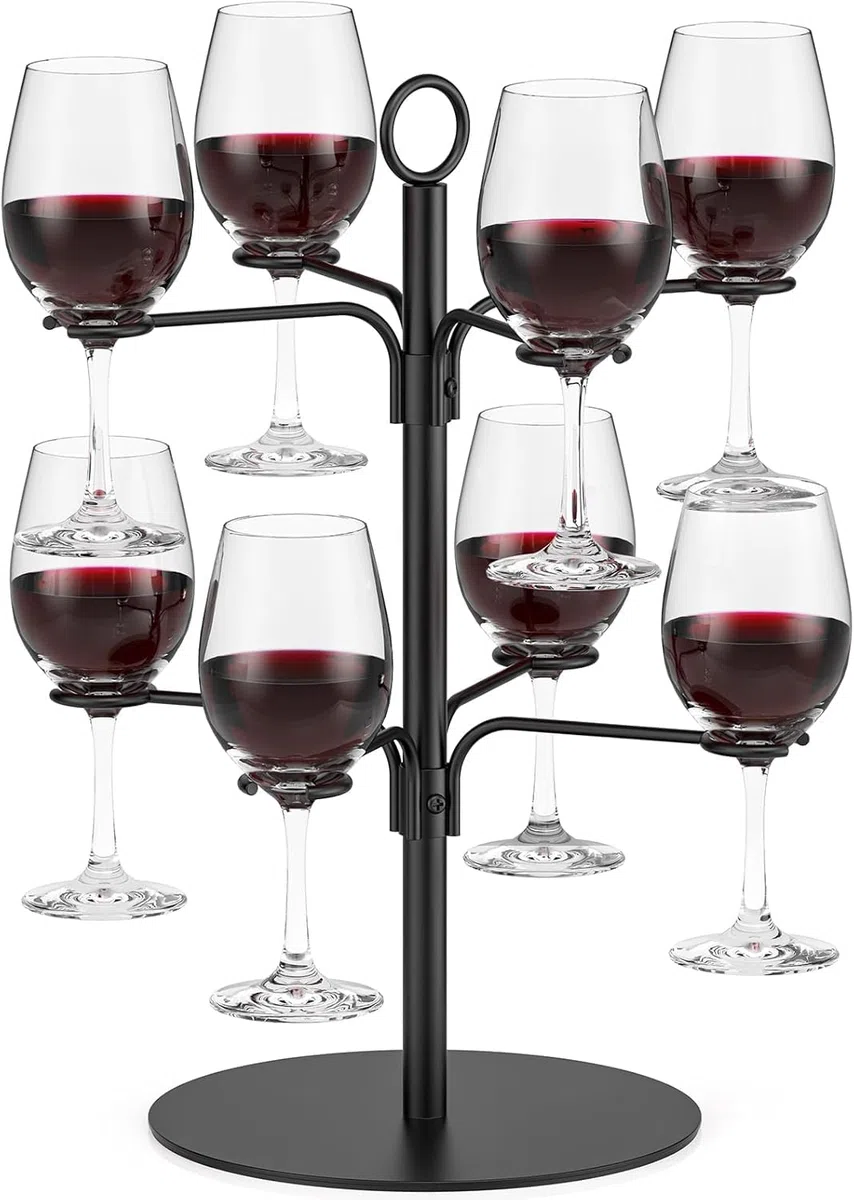 TJ.MOREE Bevande Torre per 8 bicchieri – Aperol Tree da portata per cocktail – Regalo di compleanno per donne, Aperol, aperitivo rosa, supporto per alberi da cocktail, torre di champagne (nero)