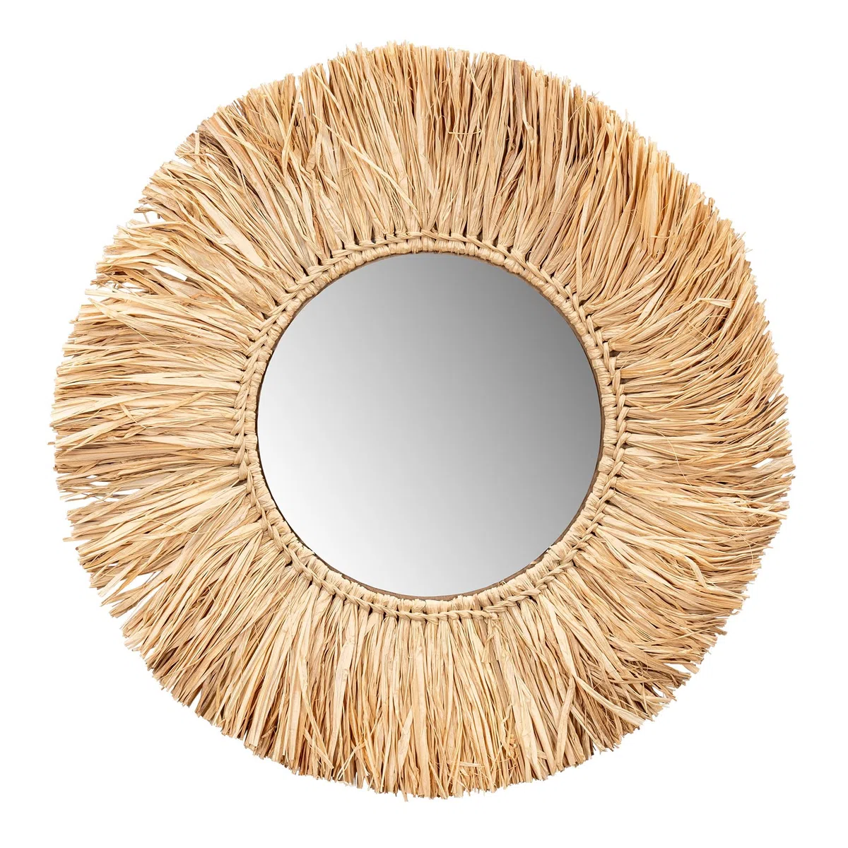Levandeo Specchio da parete in fibra di salice Ø 50cm, rotondo, specchio per corridoio, decorazione murale in stile boho, decorazione in stile boho, decorazione naturale, bohochic