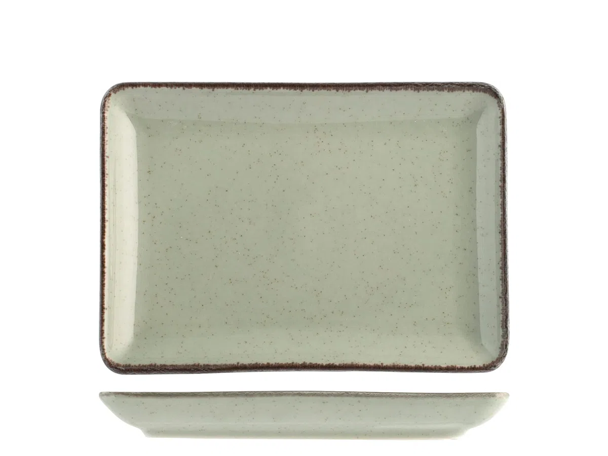 H&H Pearl Set 4 Piatti Rettangolari, Porcellana, Assortiti, 13x18cm