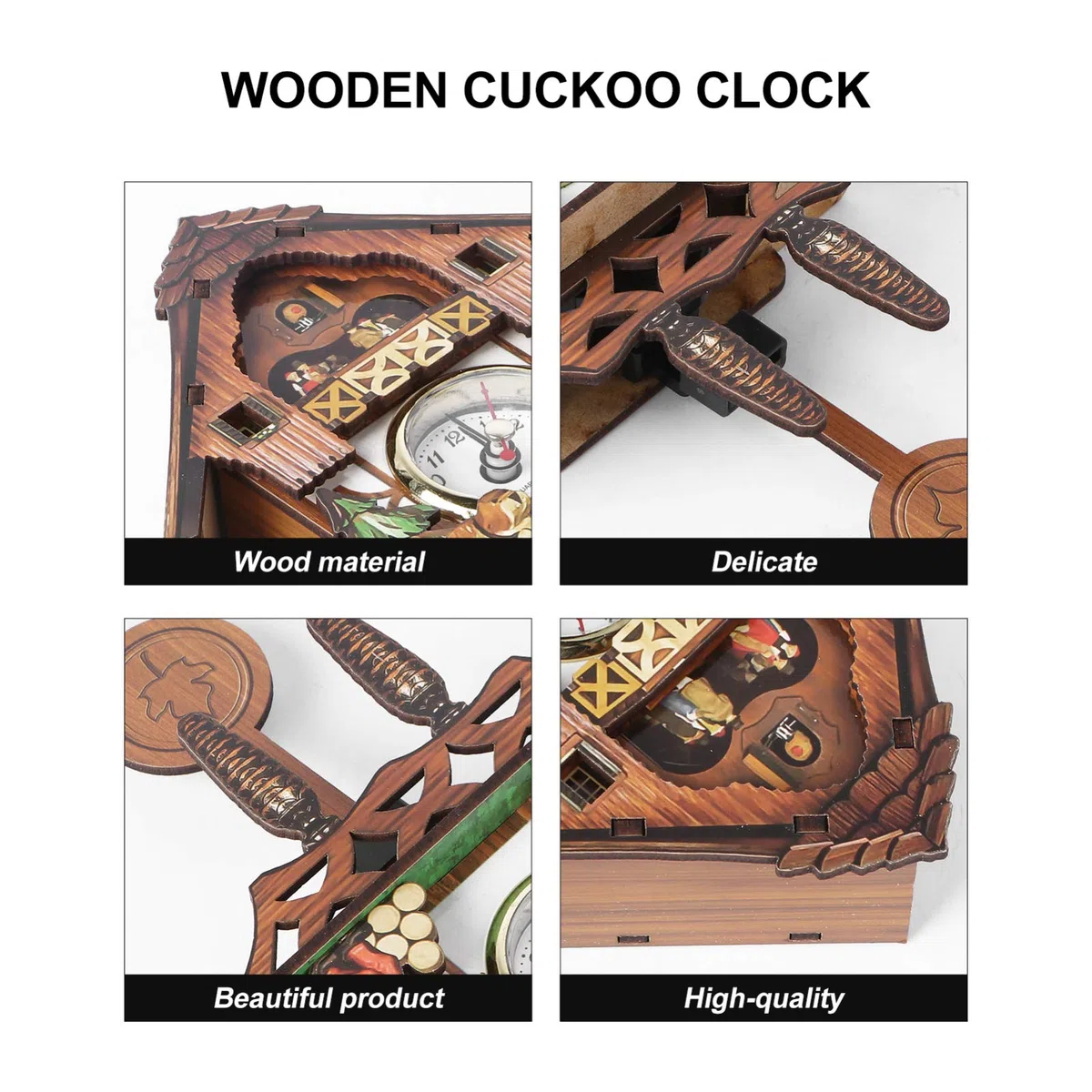 Orologio da Parete in Legno Orologio a cucù Antico Pendolo per Arredamento della Camera Bambini