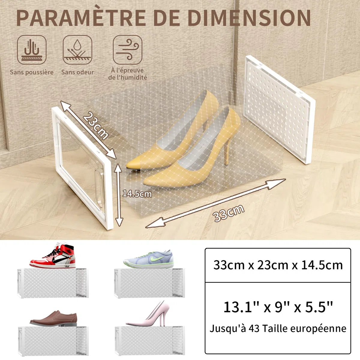 Scatole per scarpe, confezione da 12 contenitori per scarpe, in plastica trasparente, impilabili, da mettere sotto il letto, per ingresso