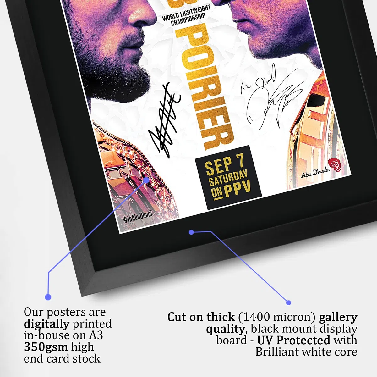 HWC Trading UFC 242 Khabib Nurmagomedov Dustin Poirier, foto con autografo stampato per fan UFC Memorabilia – A3