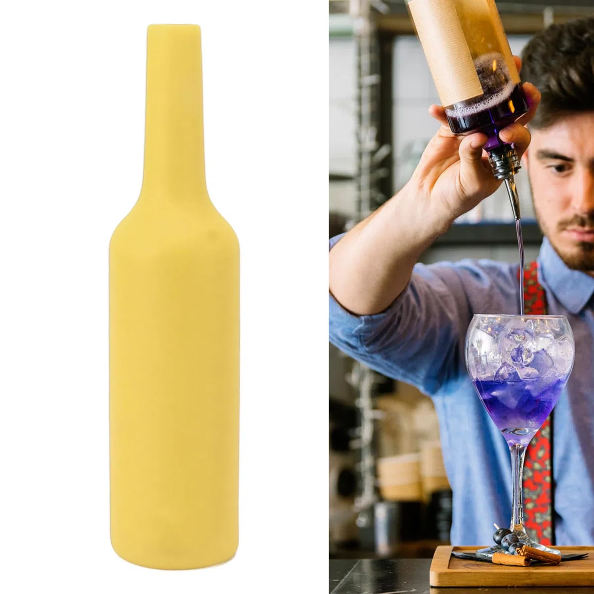 Flair Bottles Practice, Bottiglia per Pratica, Pratica Bottiglia da in Silicone Infrangibile, Pratica Bottiglia da Bar per Vino Shaker, Bicchieri in Silicone