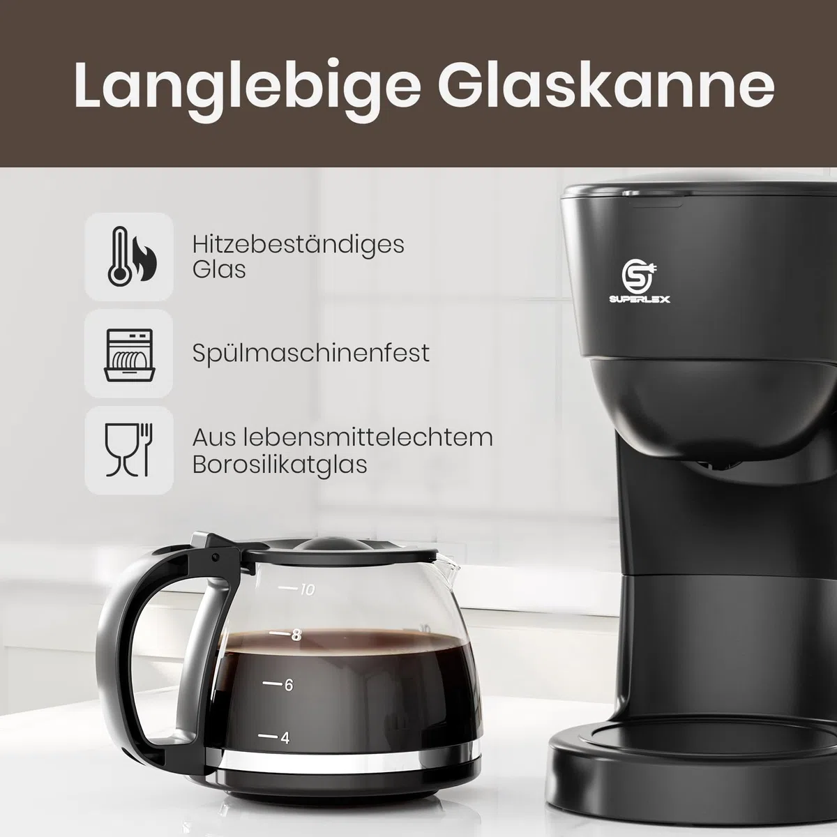 Macchina Caffè con Filtro 1,25 L per 10 Tazze Macchina Caffè Cialde e Americano Riscaldamento Rapido Antigoccia Spegnimento Automatico per Casa e Ufficio