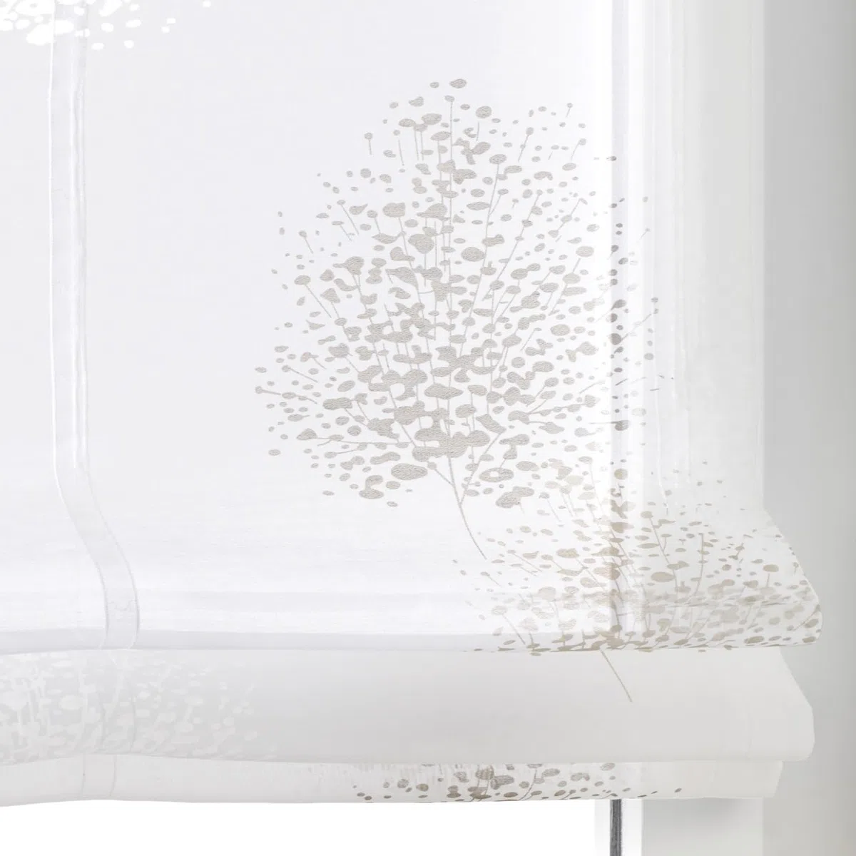 Kutti Tenda a Pacchetto Bellinda Bianca, Motivo Floreale Naturale, con Occhielli 60 * 140 cm
