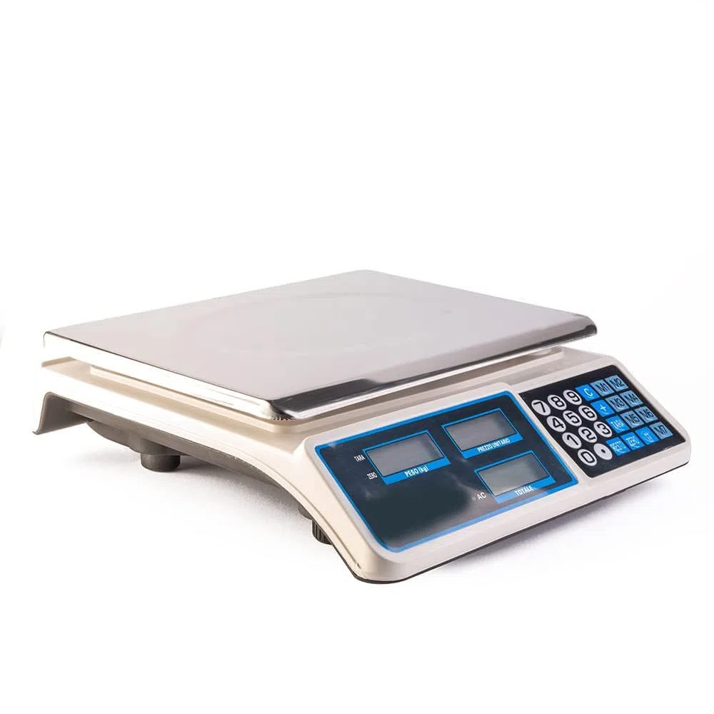 SQUADO Bilancia Elettronica Digitale Professionale da Banco per Alimenti Piatto in Acciaio Inox e Schermo LCD