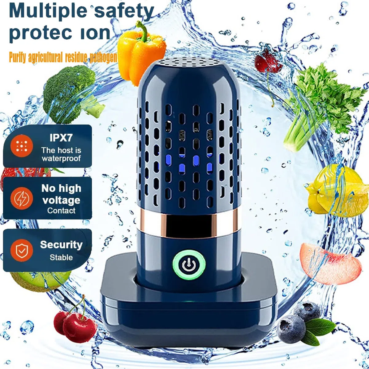 Macchina senza fili portatile di disinfezione del purificatore dell'alimento della frutta della lavatrice della verdura della frutta per la famiglia, blu scuro