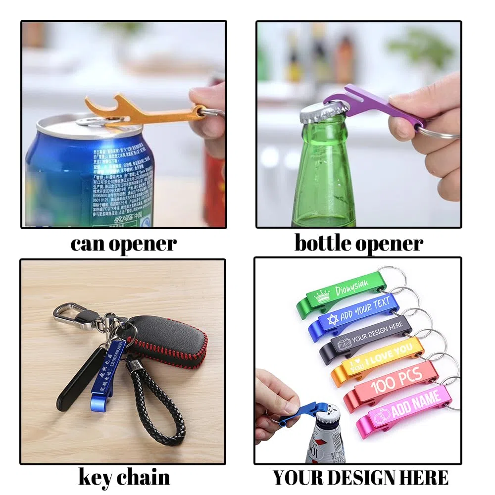 100 Pezzi Personalizzato Apribottiglie - Portachiavi Apribottiglie Personalizzabile - con testo logo - per uomo Bomboniere per gli ospiti Bulk Festa del papà Laurea