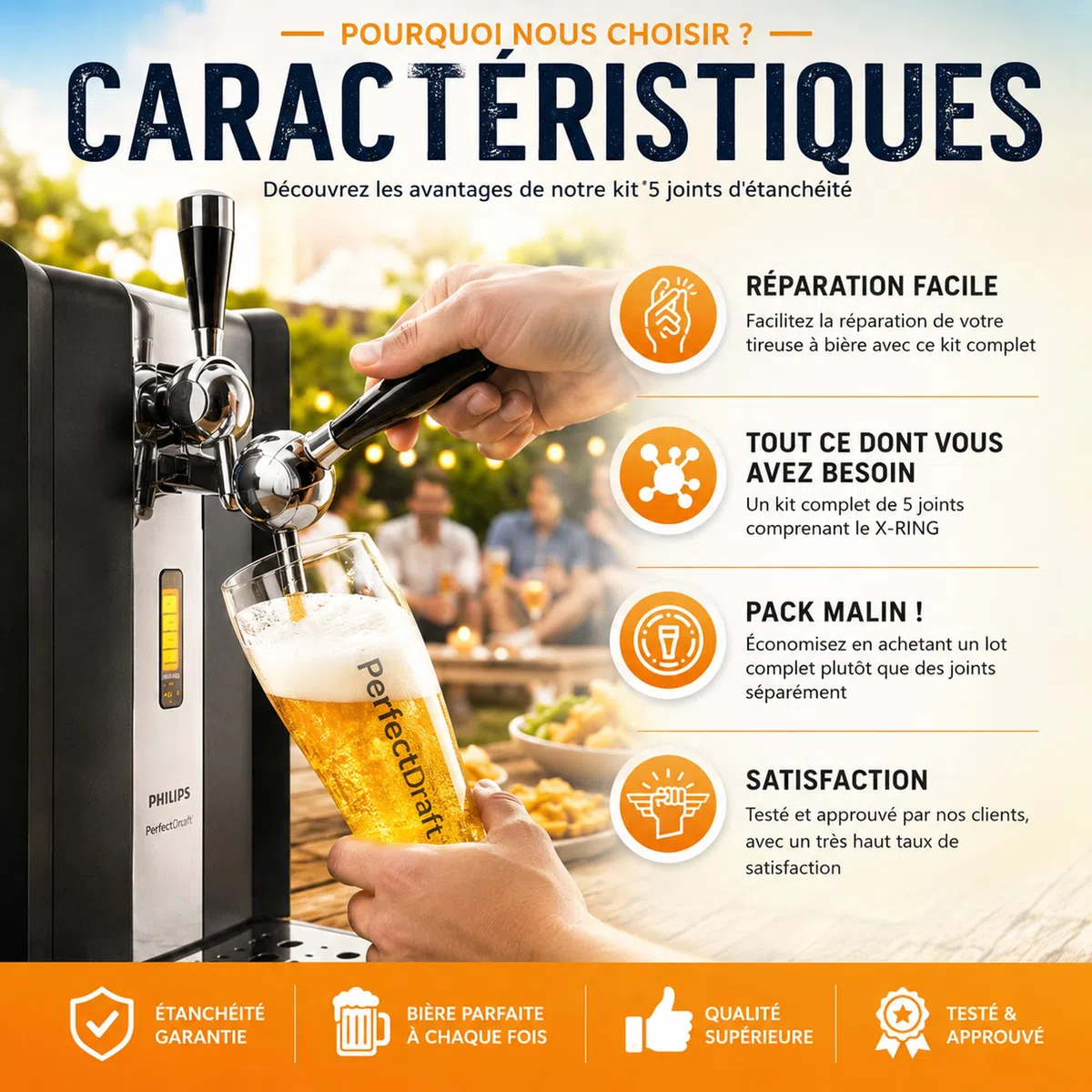 Kit di 5 guarnizioni di tenuta per PerfeCTDRAFT HD3720 HD3620 HD3610 HD3600 compatibile con beccuccio e rubinetto per birra, kit di pulizia 5 mini spazzola + grasso alimentare