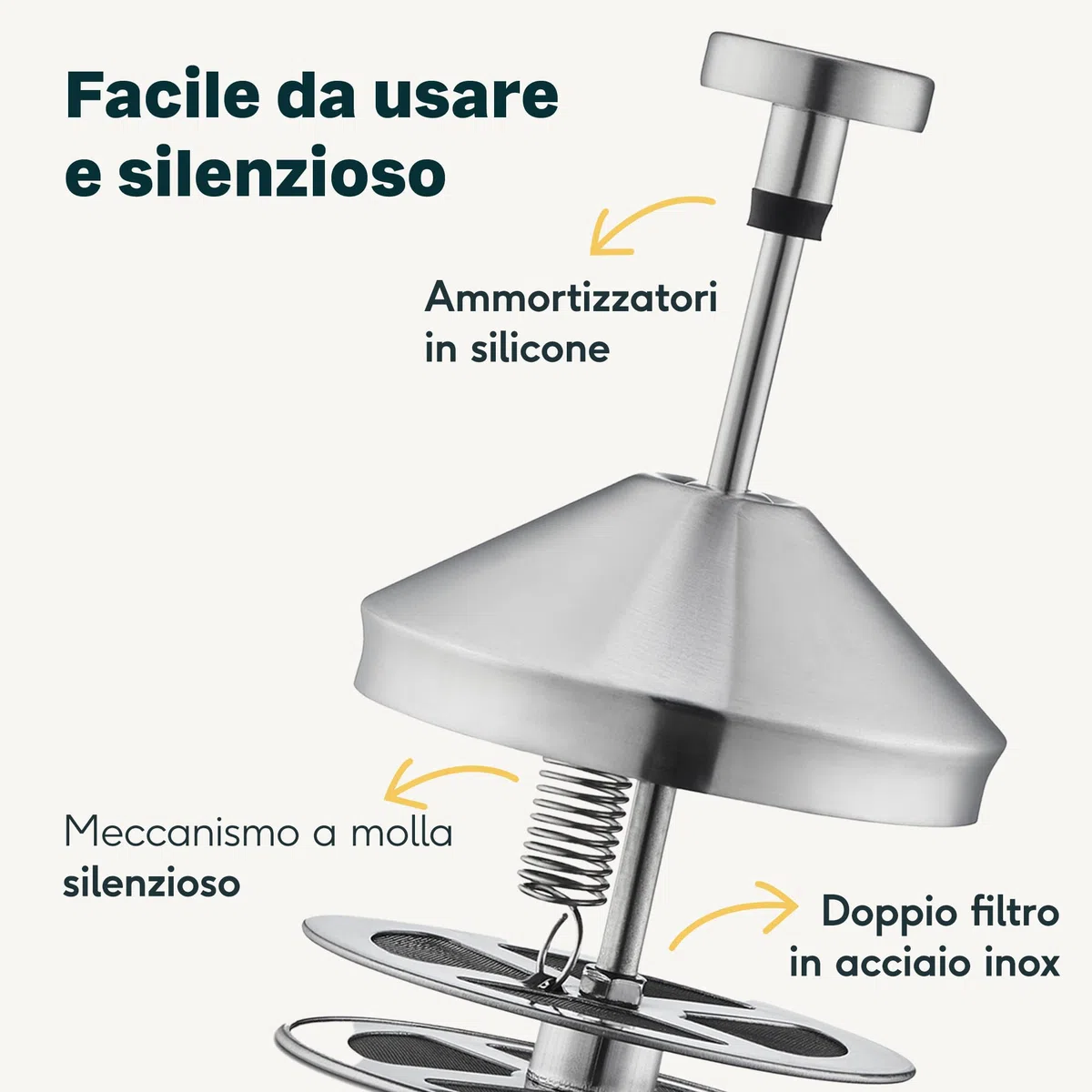 SILBERTHAL Montalatte manuale 400ml - Acciaio Inox - Cappuccinatore Manuale