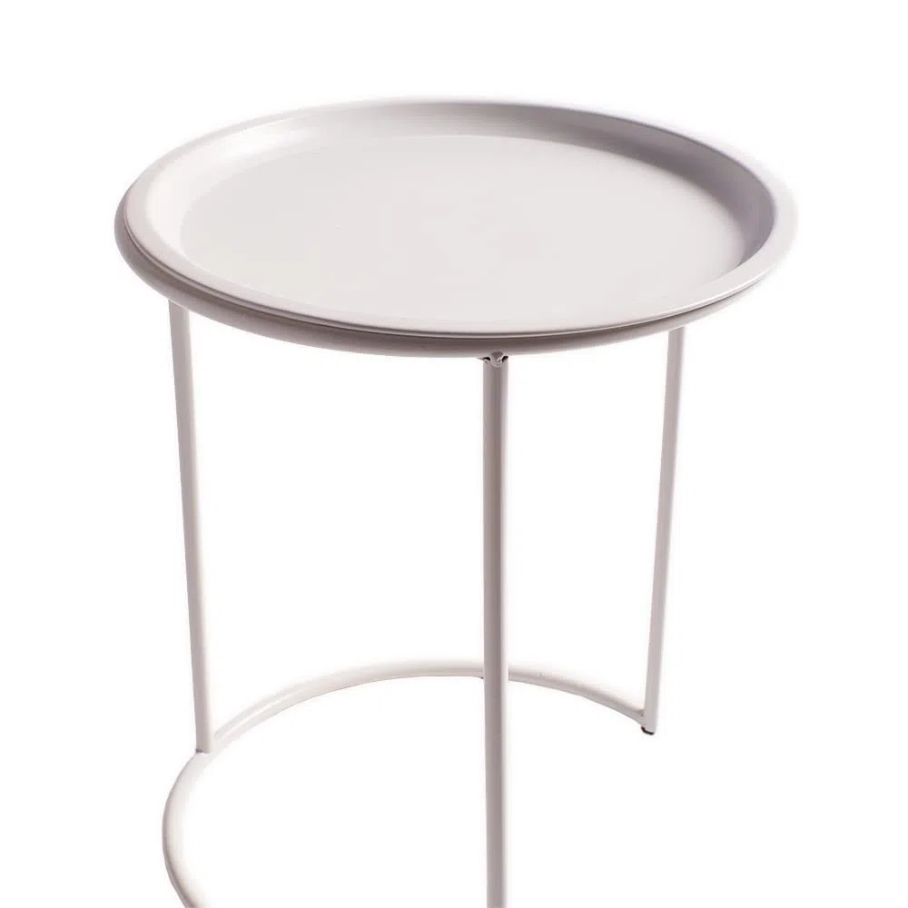 Set 2 tavolini caffè laccati bianco opaco impilabili - tavolini design set salvaspazio - 2 pz (Bianco) - Pronta consegna