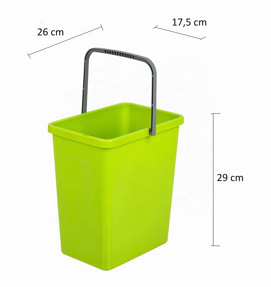 BranQ Home Essential Set Universale di 3 cestini per la Raccolta dei rifiuti con Pratico Manico in Materiale BPA di Alta qualità, Giallo/Verde/Blu, 17,5 x 26 x 29 cm (L x P x A), 5901098049603