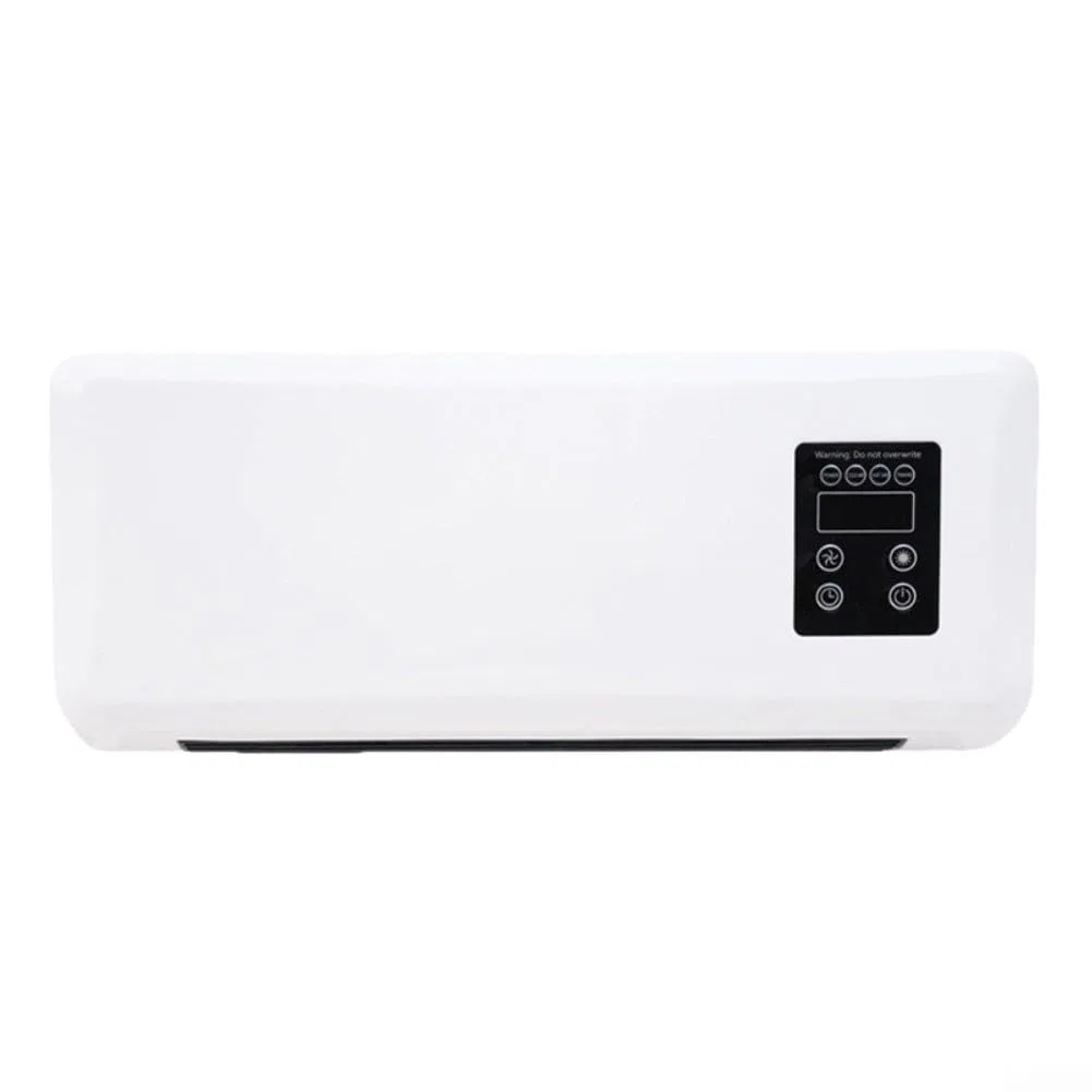 Ventilatore condizionatore da parete 2 in 1, unità di riscaldamento e raffreddamento, silenziosa camera da letto e bagno, compatto salvaspazio con modalità brezza naturale, bianco, 42 x 18