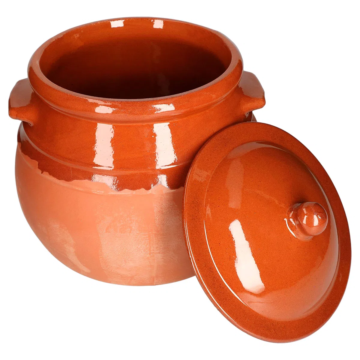 MamboCat Casseruola in terracotta con coperchio 4,5 litri stile mediterraneo fatta a mano parzialmente smaltata adatta a stufati per rum o cetrioli antica/vintage medievale
