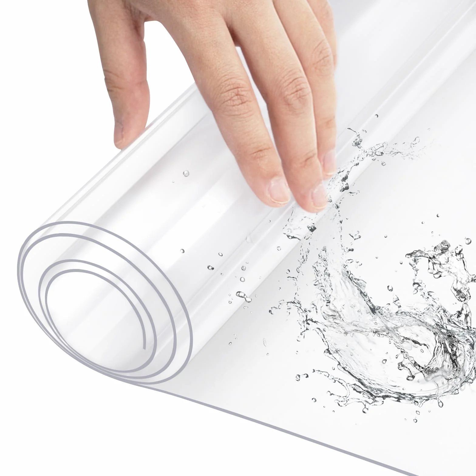 WOLTU Tovaglia Trasparente in PVC 2 mm, Copritavolo Lavabile Impermeabile Resistente al Calore, Pellicola Protettiva per Tavolo Rettangolare 90x160 cm