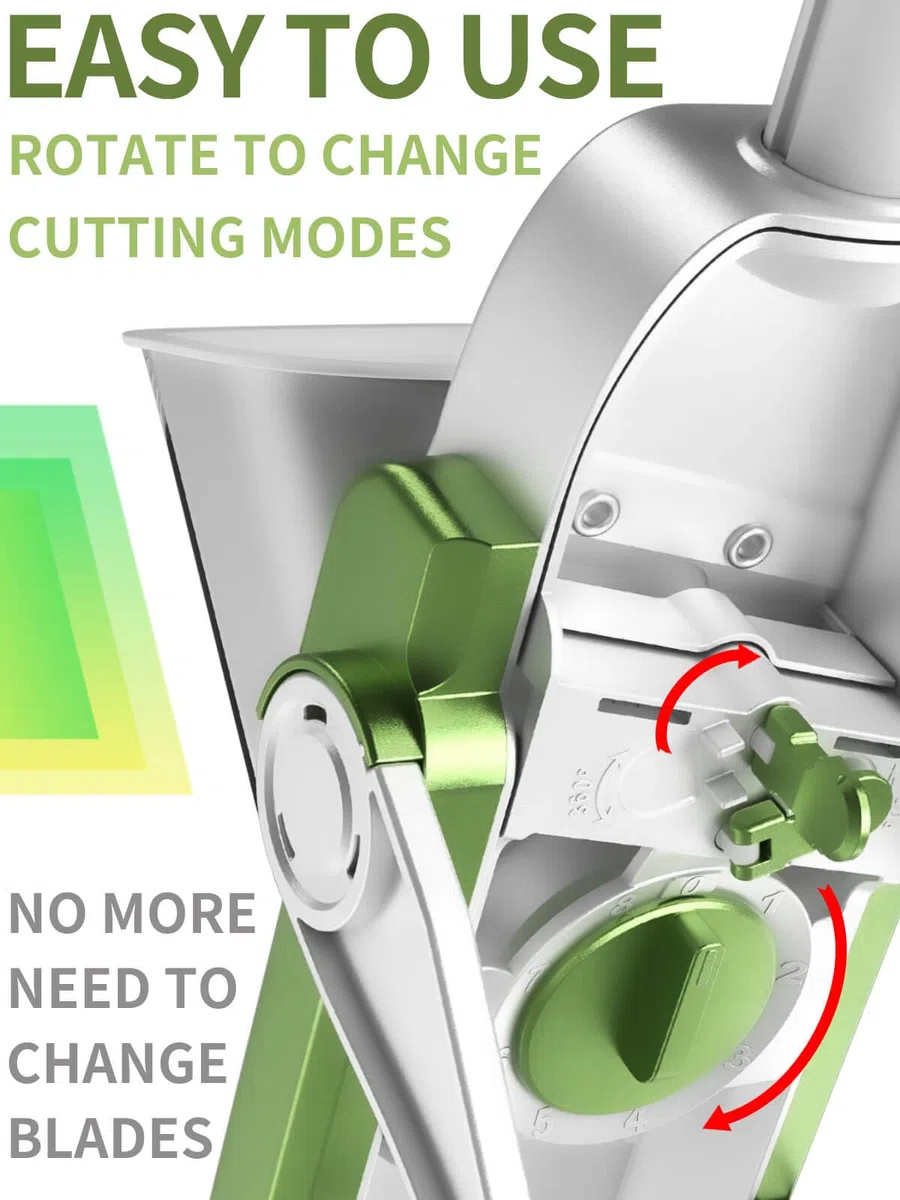 ONCE FOR ALL Mandolina Affettatrice di verdure Spessore regolabile Patate Cipolla Chopper Kitchen Chopping Artifact Multifunzionale Cutte (Burro verde)
