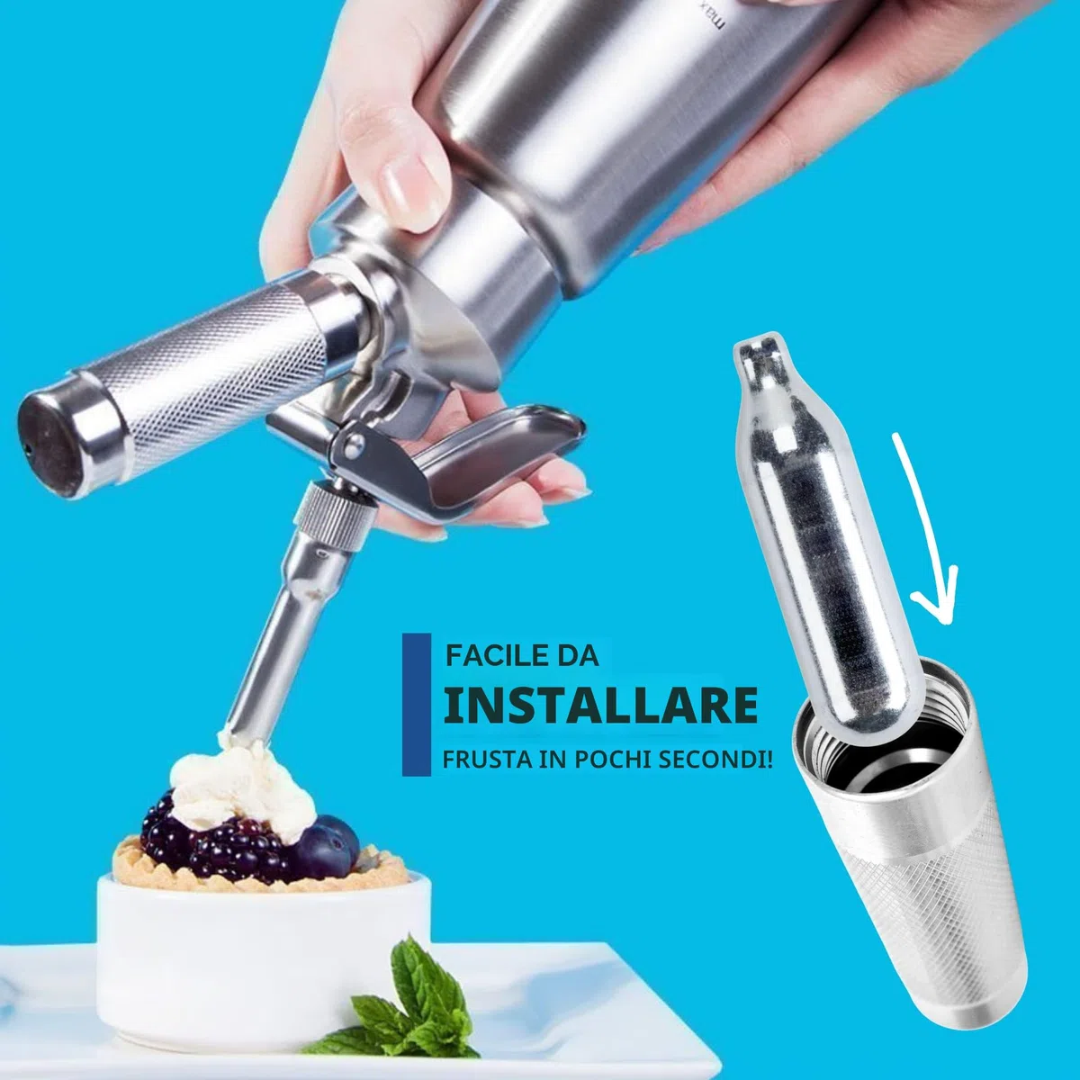 ICO N2O Protossido di Azoto per Il Monta Panna, 50pz, Protossido di Azoto Bombolette, 8g Ricariche Sifone per Sifone da Cucina o Sifone Panna