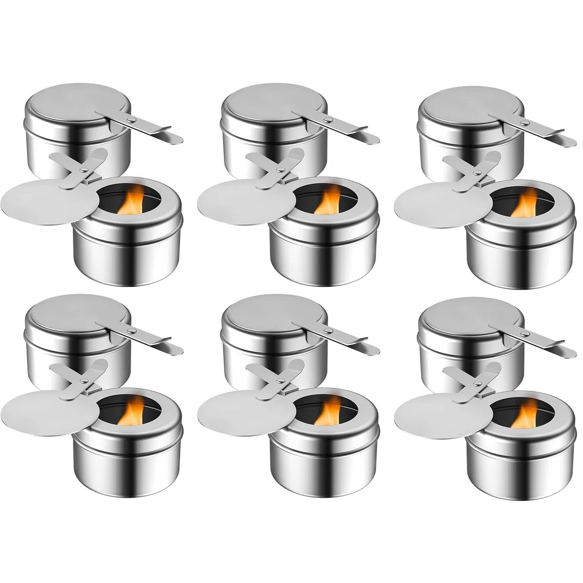 12 Pezzi Contenitore per Pasta Combustibile per Fonduta, Scaldavivande per Chafing Dish in Acciaio Inox, con Regolatore di Fiamma Fuel Holder, Cucina ad Alcool per Hotpot, Drypot