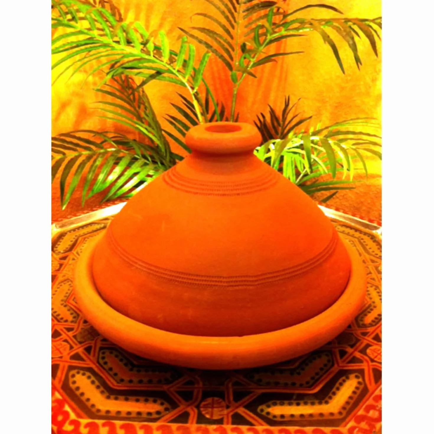 ORIGINALE Tajine marocchina in terracotta Tuareg Ø 30cm per 4-5 persone | Piatto Tagine con coperchio Fatto a mano | non smaltata e priva di materiali tossici per la vostra cucina marocchino