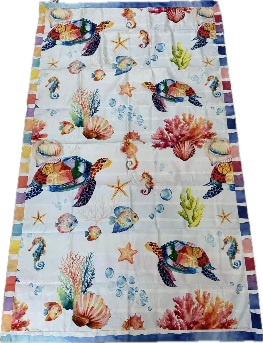 Daunex - Tartaruga, Telo Mare in Microfibra Compact Dry - Saving Space - con Stampa Double Face - 0653291 - Colore Multicolor