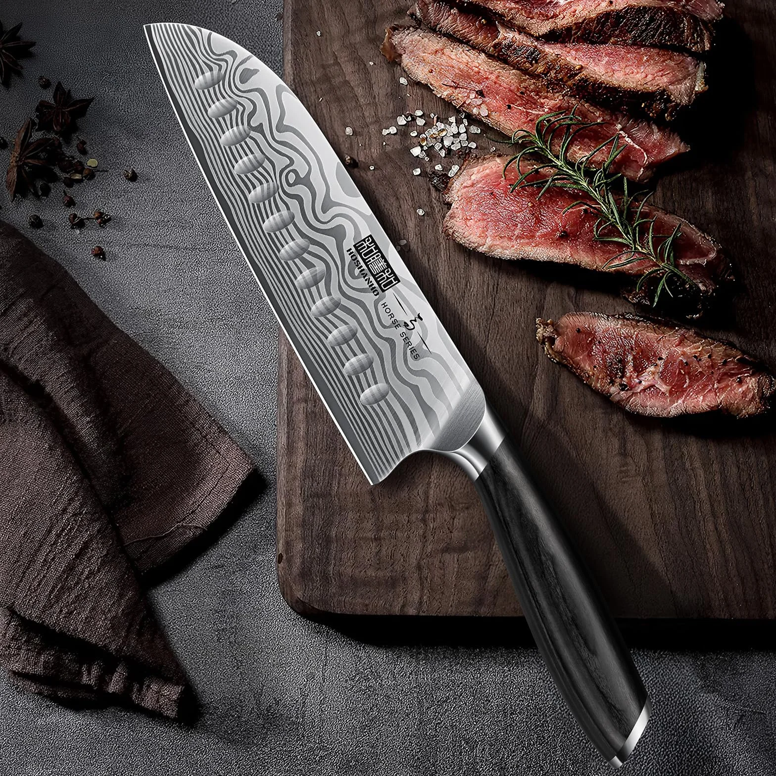 HOSHANHO Coltello Santoku da 18 cm, Coltello da Cucina Giapponese Ultra-Affilato in Acciaio ad Alto Tenore di Carbonio, Coltello da Chef Professionale con Manico Ergonomico