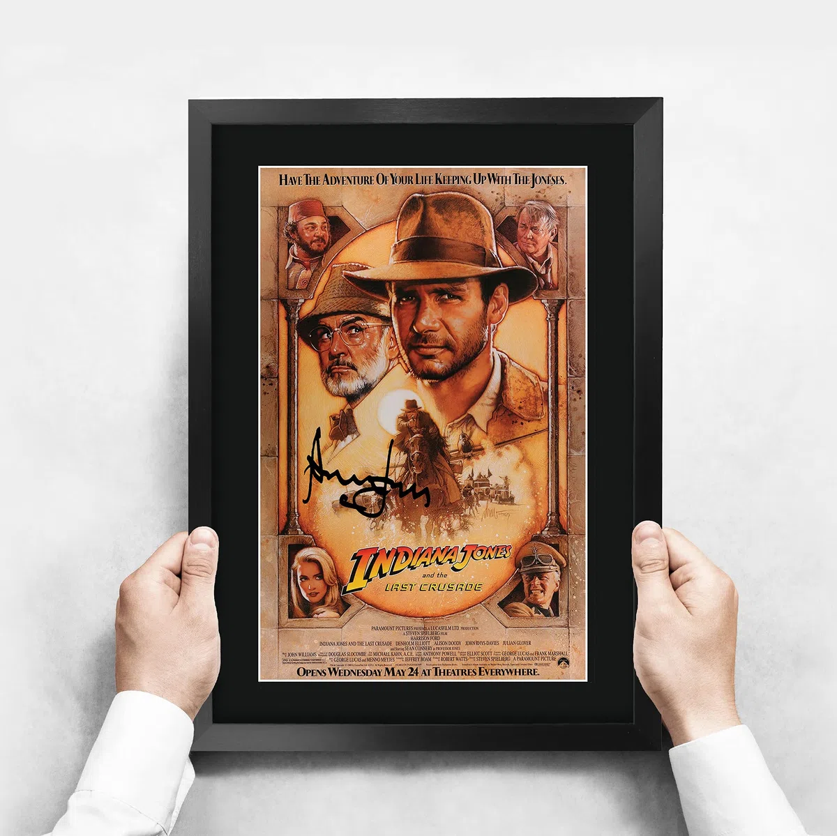 HWC Trading Indiana Jones And The Last Crusade A3 Incorniciato Firmato Regalo Visualizzazione Delle Foto Print Immagine Autografo Stampato Per Harrison Ford Gli Appassionati Di Cinema