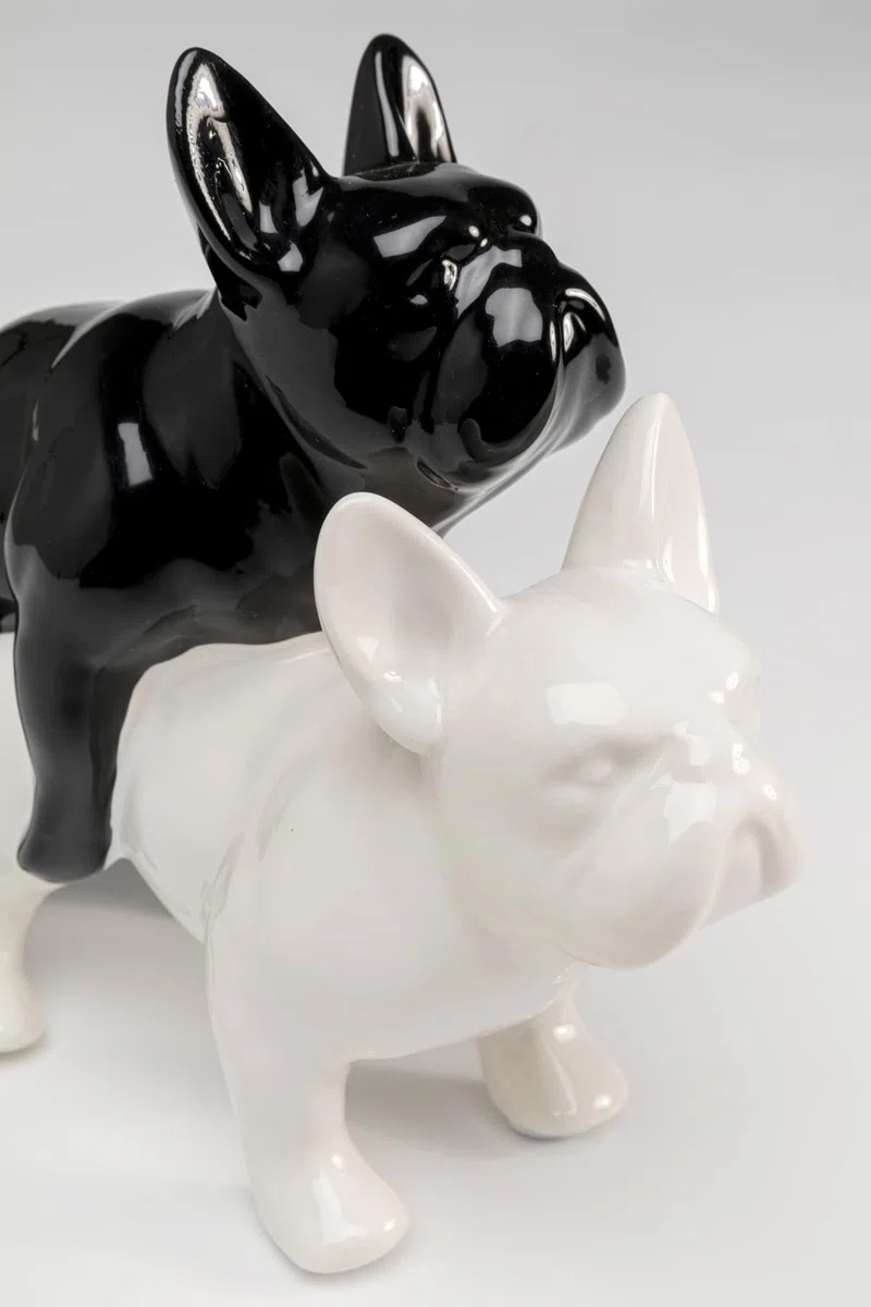 KARE Design figura decorativa Love Dogs, nero/bianco, motivo cani, idea regalo amanti cane, animali porecellana, decorazione divertente, pop art, 18 cm, Bianco/Nero