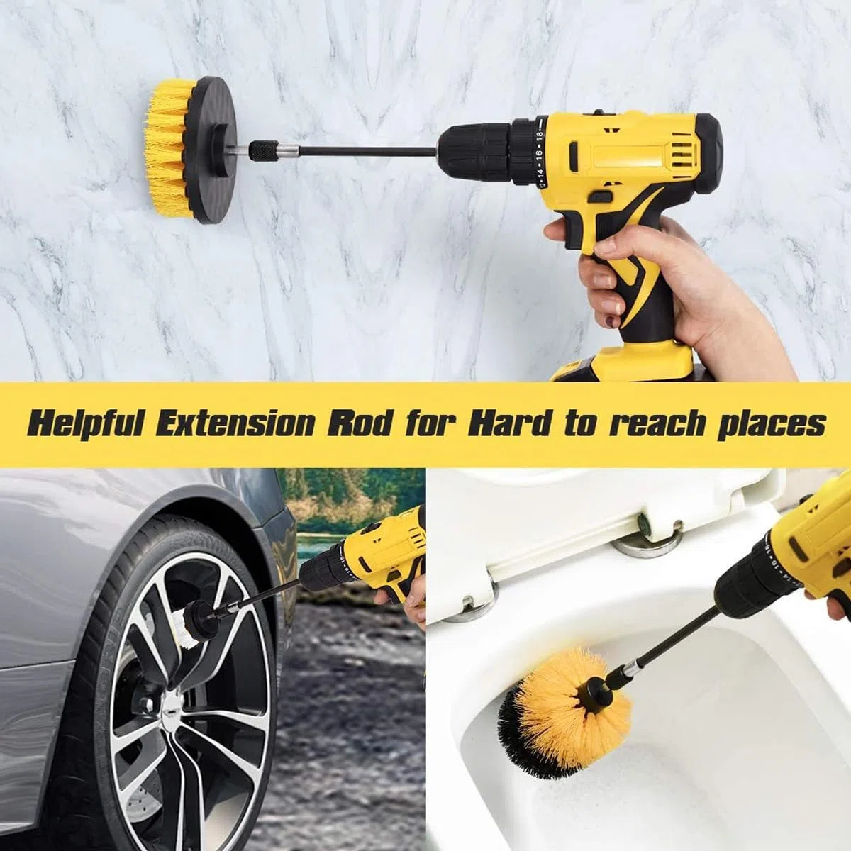 17 spazzole abrasive e spugna con asta lunga allungabile, multiuso, per fughe, superfici del bagno, lavabo, pavimento, lavabo, lavabo, lavabo, accessori per la pulizia del lavandino