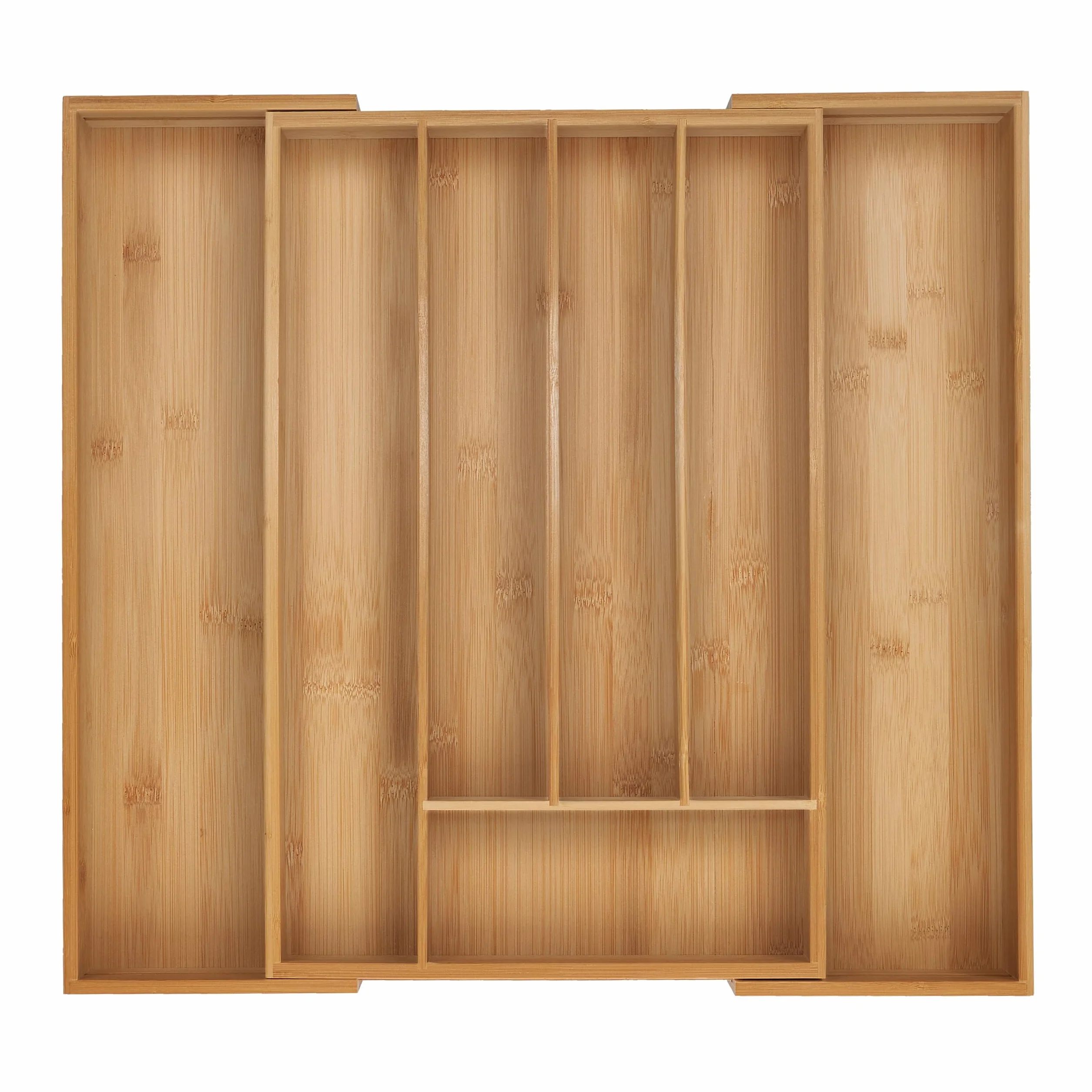 Relaxdays Portaposate da Cassetto Allungabile, Divisorio a 5-7 Scomparti per Posate, 5 x 30,5-5 x 47 cm, bambù, Naturale